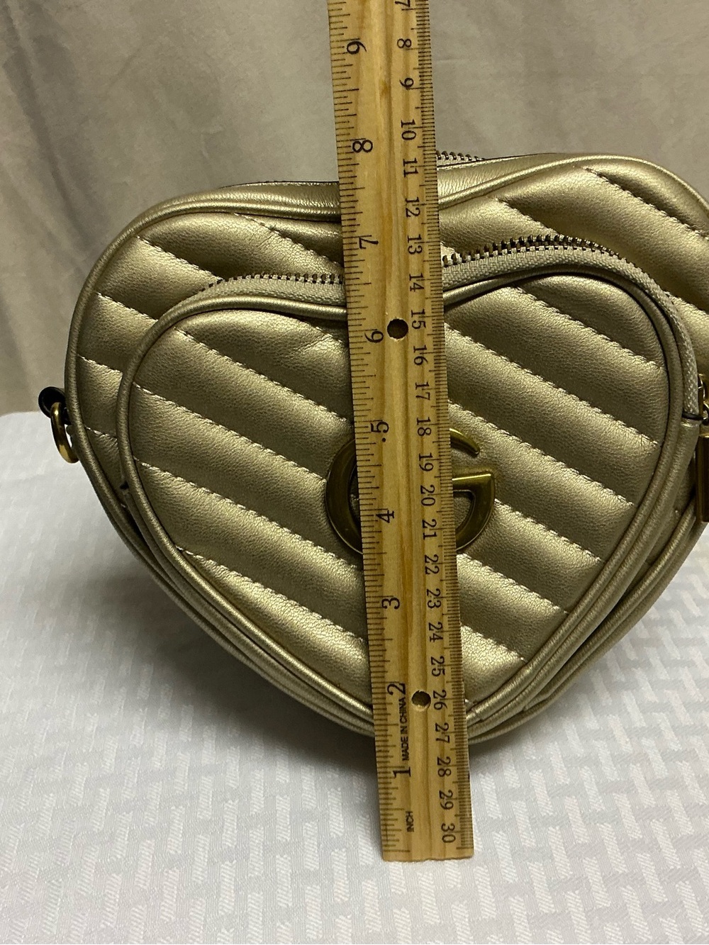 Gold Quilted Heart Crossbody Bag - Women